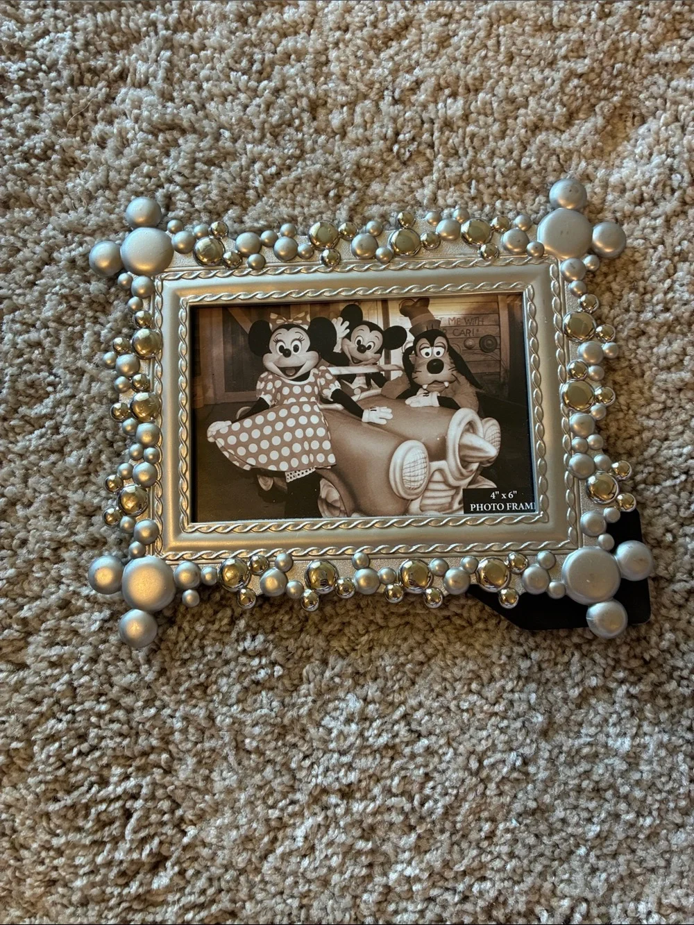 Disney Silver Beaded Mickey & Friends Accent Picture Frame